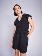 Emmie linen bermuda shorts, black