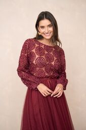 Rosette blouse, bordeaux