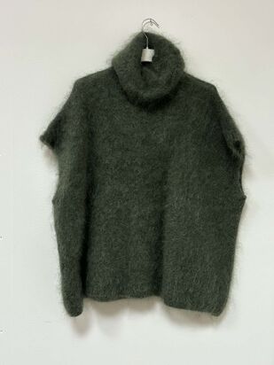 Turtleneck mohair vest, khaki
