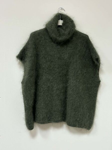 Turtleneck mohair vest, khaki