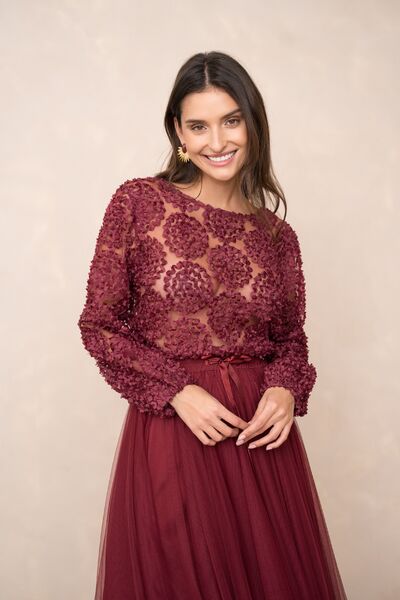 Rosette blouse, bordeaux
