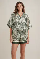 Blouse with Toile De Jouy print, green