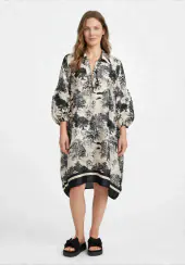 Dress with Toile De Jouy print, black