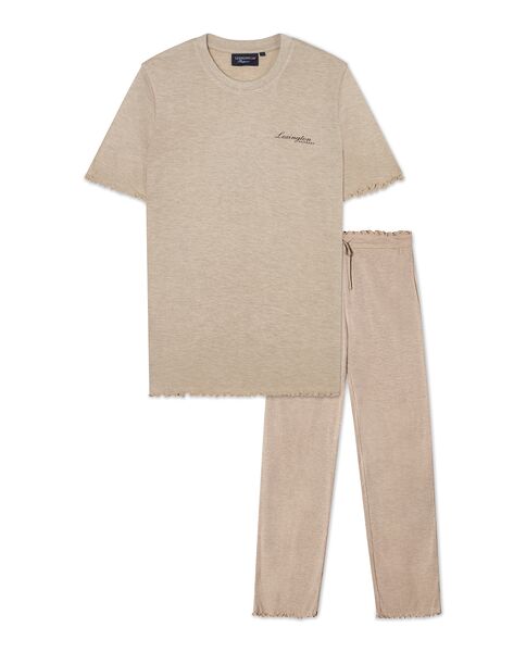 Jersey pajama set, light beige melange