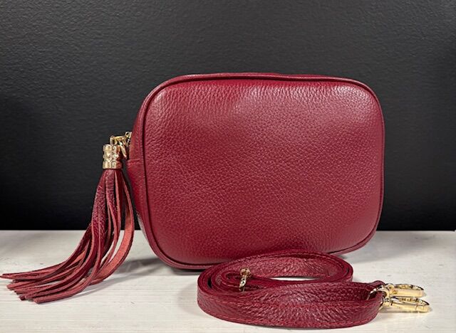 Plaza nahkalaukku, viininpunainen/kulta