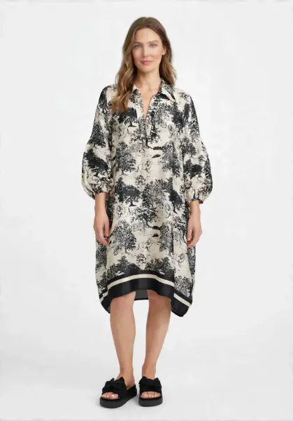 Dress with Toile De Jouy print, black