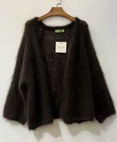 Short mohair cardigan, dark maroon