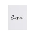 Congrats card, white with black