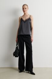 Glimps lace strap top, asphalt