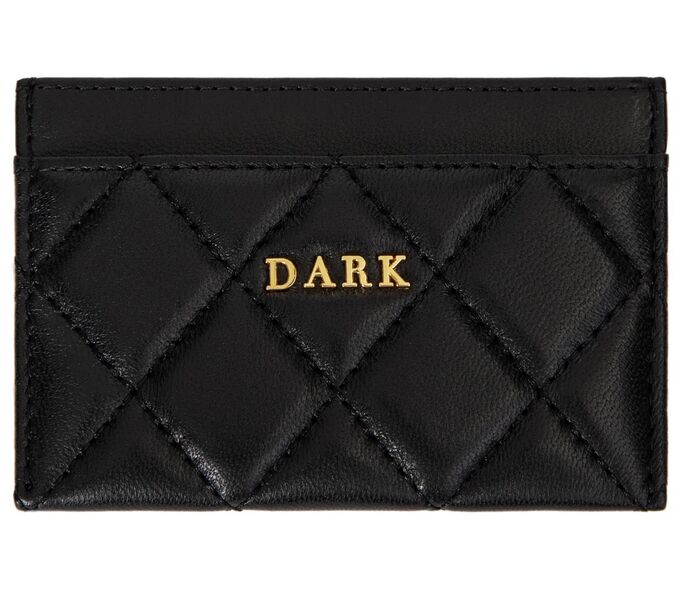 Leather quilted card holder, black