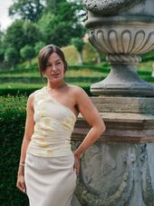 Florini big flower mesh top, light yellow