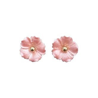 Iris flower earrings, pearl rose