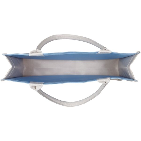 Canvas tote "C'est la vie" medium, ibiza blue/sand