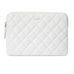Leather quilted pouch medium, off white