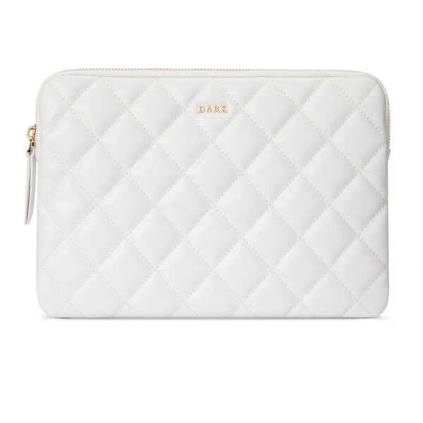 Leather quilted pouch medium, off white