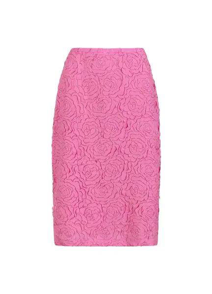 Pencil skirt in rose jacquard, magenta