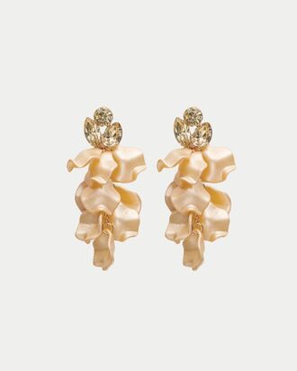 Leaf stone earrings, pearl yellow