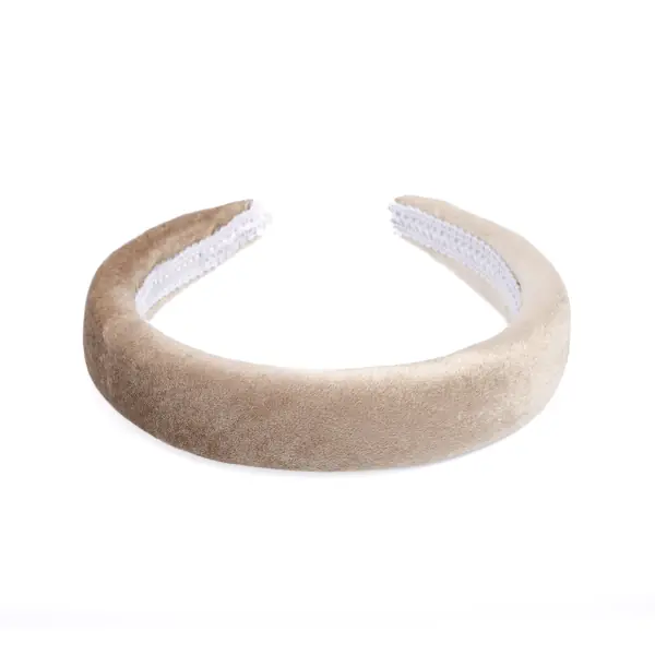 Velvet hair band broad, sparkled champagne