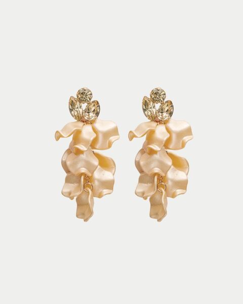 Leaf stone earrings, pearl yellow