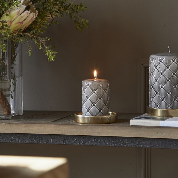 Pillar candle padded 7x10, flax