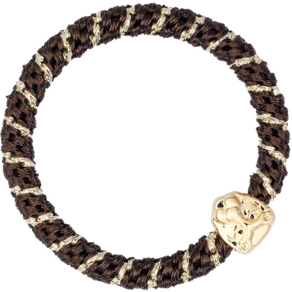 Fat hair tie with lion, chocolate brown stripe