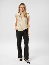 Fleur drapy satin blouse, dark sand