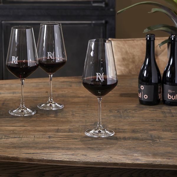 RM monogram red wine glass