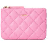 Leather quilted pouch small, bubblegum pink