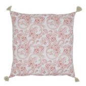 Aix pillowcase with tassels & paisley pattern 50x50, rose/white