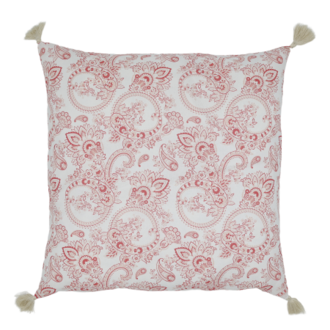 Aix pillowcase with tassels & paisley pattern 50x50, rose/white