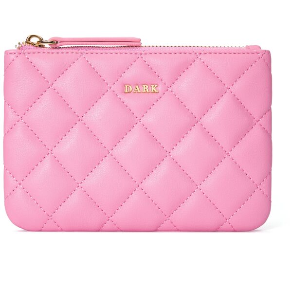 Leather quilted pouch small, bubblegum pink