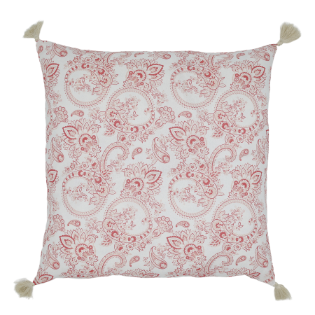 Aix pillowcase with tassels & paisley pattern 50x50, rose/white