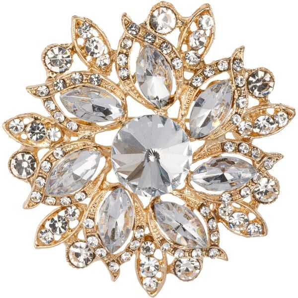 Crystal flower brooch, gold