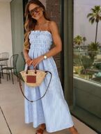 Striped cotton dress, Light blue