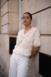 Textured rose shirt, ecru