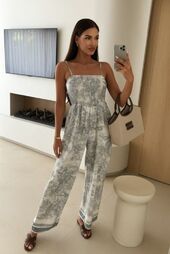 Print jumpsuit, grey