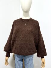 Roundneck mohair sweater, dark brown