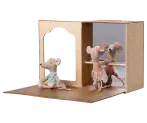 Ballet mice in dance studio, little sister and brother