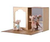 Ballet mice in dance studio, little sister and brother