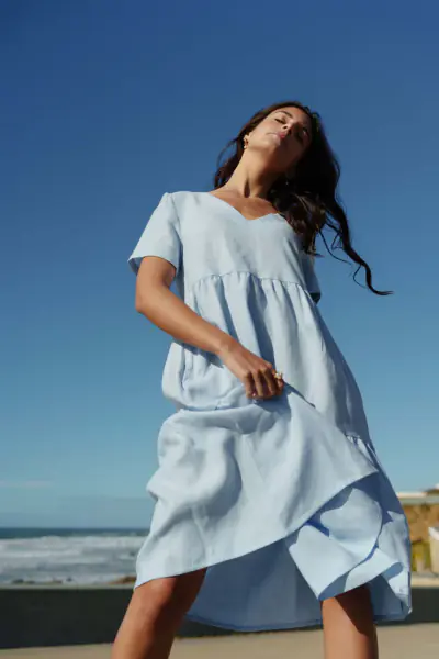 Layered dress, sky blue