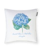 Floral Embroidered Linen/Cotton Pillow Cover 50x50, White/Blue