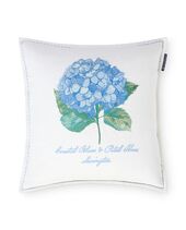 Floral Embroidered Linen/Cotton Pillow Cover 50x50, White/Blue