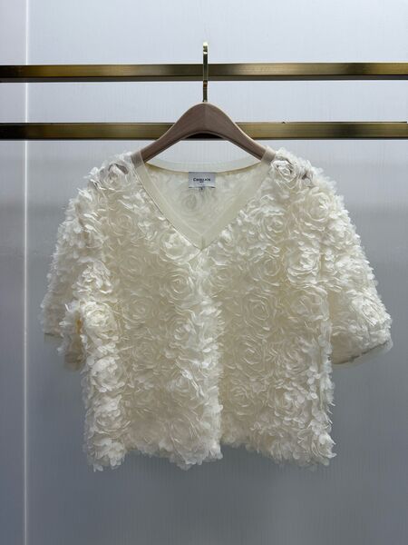 Textured rose shirt, ecru