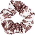 Velvet scrunchie, chocolate brown savannah pattern