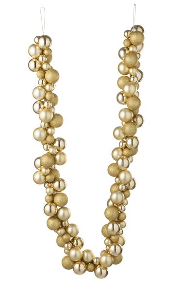 Garland Christmas baubles plastic, gold colored