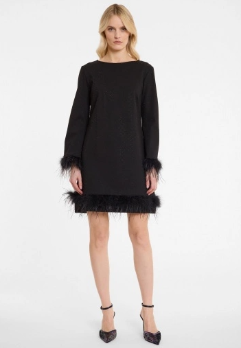 Aboa feather dress, black