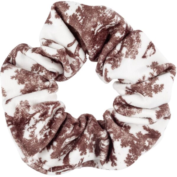 Velvet scrunchie, chocolate brown savannah pattern