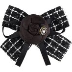 Tweed bow brooch, black