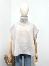 Sleeveless turtleneck sweater, beige