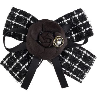 Tweed bow brooch, black